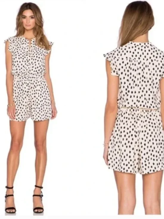Like New! Kate Spade Leopard Dot Romper Blush/Black in Size 2 - Picture 2 of 14